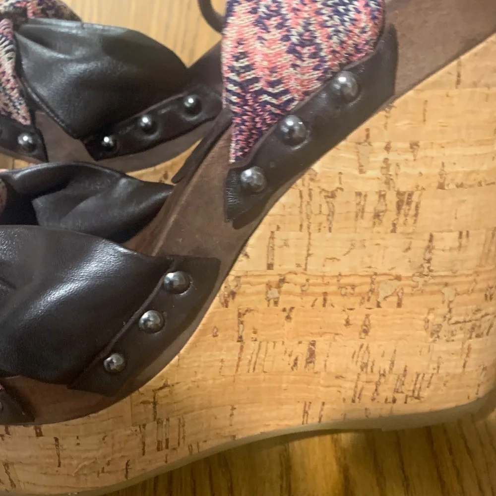 Missoni Pink and Brown Wedge Sandals
